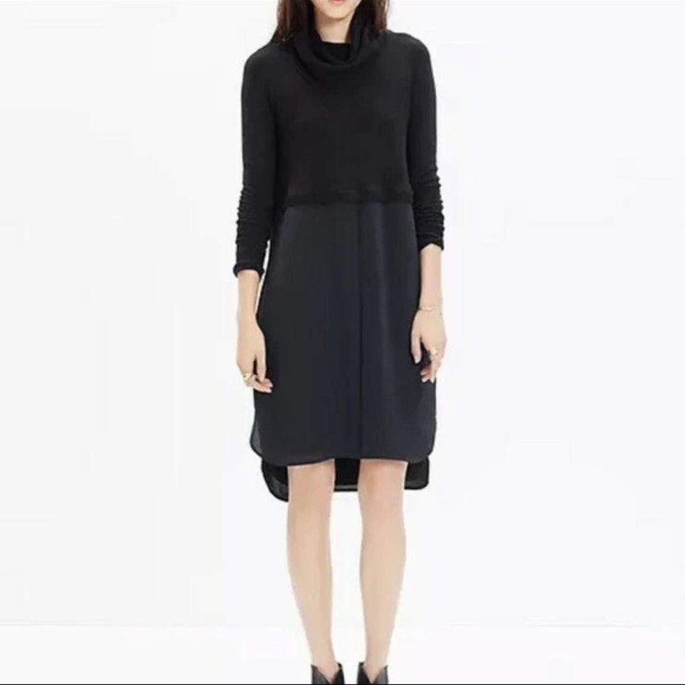 Madewell 'Timelapse' Turtleneck Shirt Dress In Black Size Small‎ Women’s